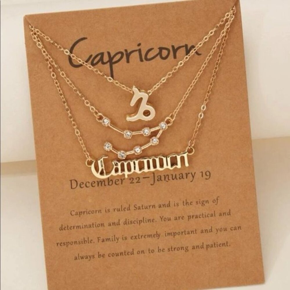 New Gold Capricorn Zodiac Constellation Necklace Set of 3